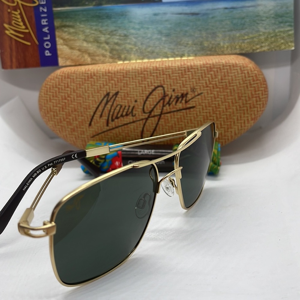 BNIB Maui Jim Polarized sunglass Gold with Green (G15) lenses - Picture 4 of 9
